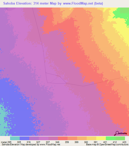 Sahoba,Uzbekistan Elevation Map