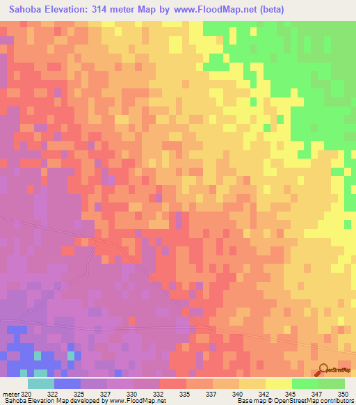 Sahoba,Uzbekistan Elevation Map