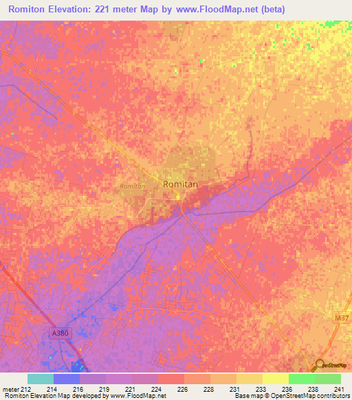 Romiton,Uzbekistan Elevation Map