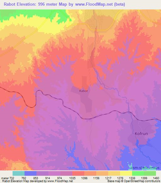 Rabot,Uzbekistan Elevation Map