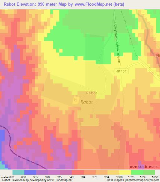 Rabot,Uzbekistan Elevation Map