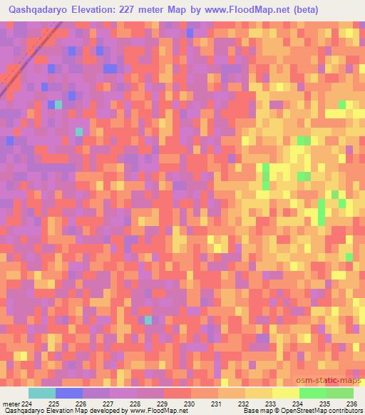 Qashqadaryo,Uzbekistan Elevation Map