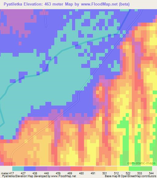 Pyatiletka,Uzbekistan Elevation Map