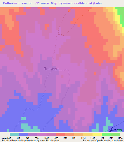 Pulhakim,Uzbekistan Elevation Map