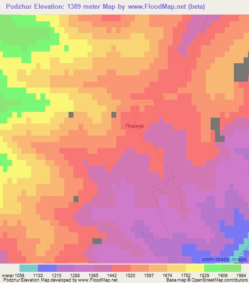 Podzhur,Uzbekistan Elevation Map