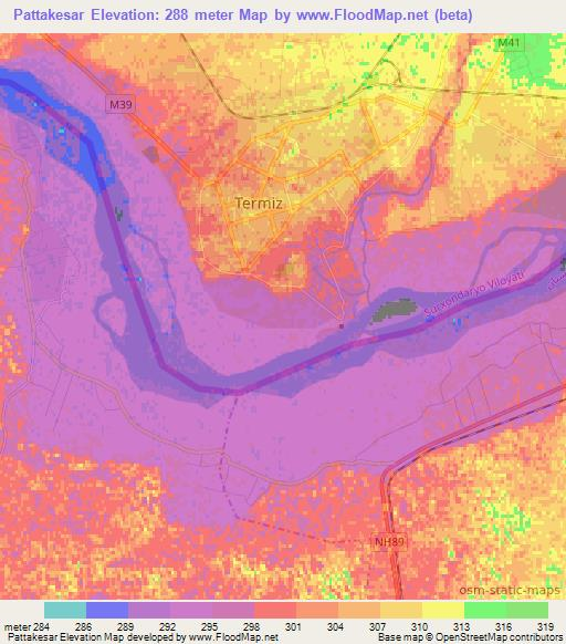 Pattakesar,Uzbekistan Elevation Map