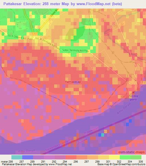 Pattakesar,Uzbekistan Elevation Map