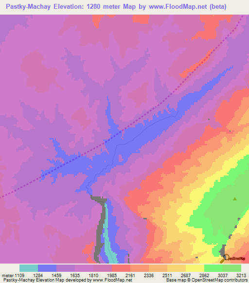 Pastky-Machay,Uzbekistan Elevation Map