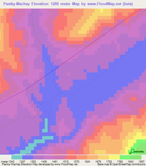 Pastky-Machay,Uzbekistan Elevation Map