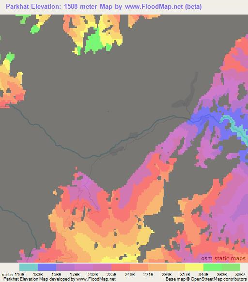 Parkhat,Uzbekistan Elevation Map