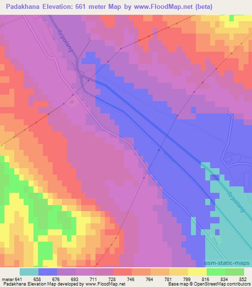 Padakhana,Uzbekistan Elevation Map