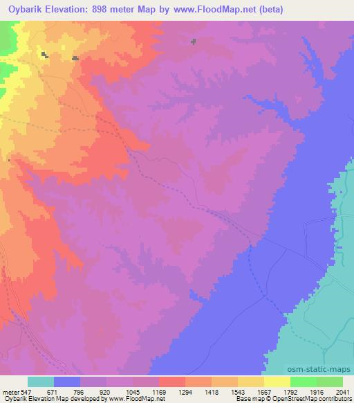 Oybarik,Uzbekistan Elevation Map