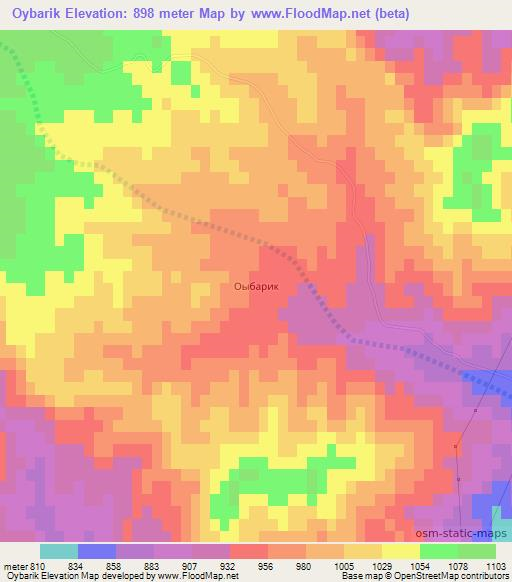 Oybarik,Uzbekistan Elevation Map