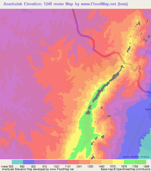 Anarbulak,Uzbekistan Elevation Map