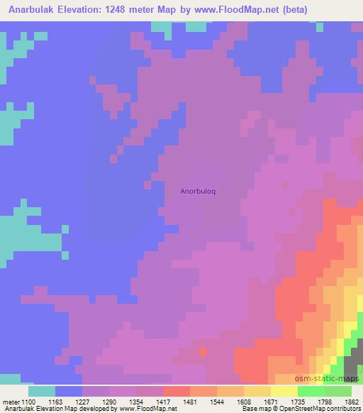 Anarbulak,Uzbekistan Elevation Map