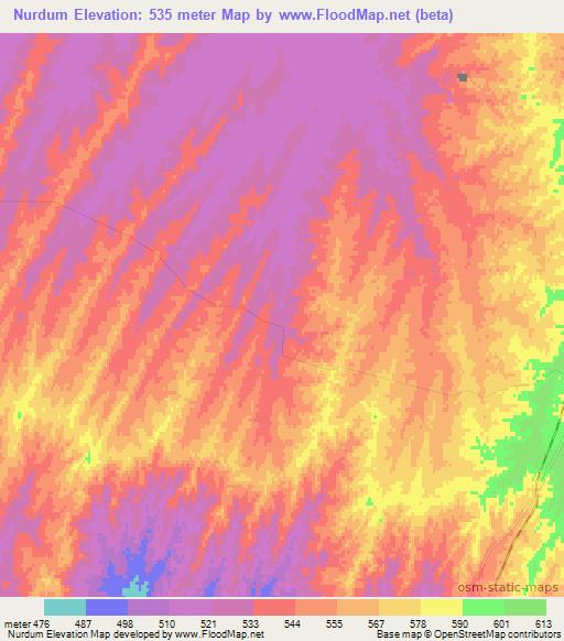 Nurdum,Uzbekistan Elevation Map