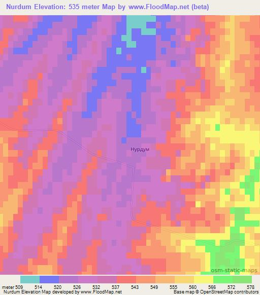 Nurdum,Uzbekistan Elevation Map