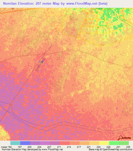 Nomitan,Uzbekistan Elevation Map