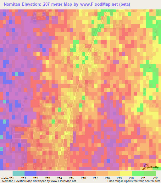 Nomitan,Uzbekistan Elevation Map