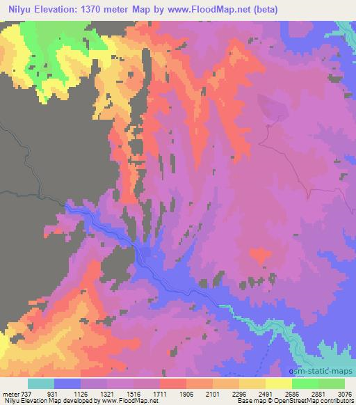 Nilyu,Uzbekistan Elevation Map