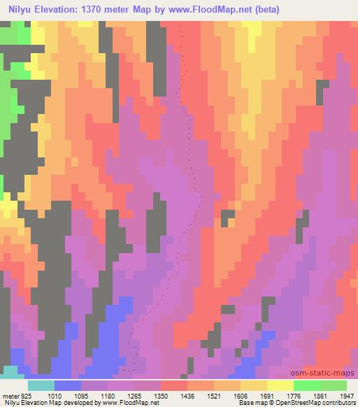 Nilyu,Uzbekistan Elevation Map