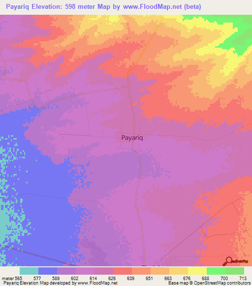 Payariq,Uzbekistan Elevation Map