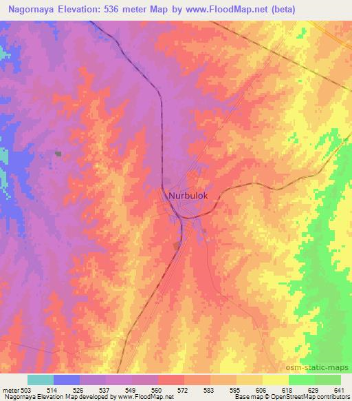 Nagornaya,Uzbekistan Elevation Map