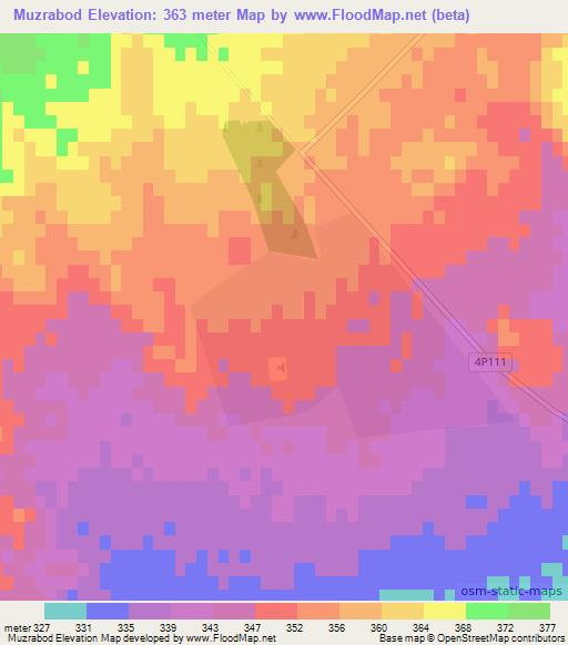 Muzrabod,Uzbekistan Elevation Map