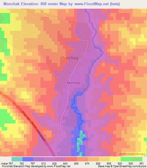 Munchak,Uzbekistan Elevation Map