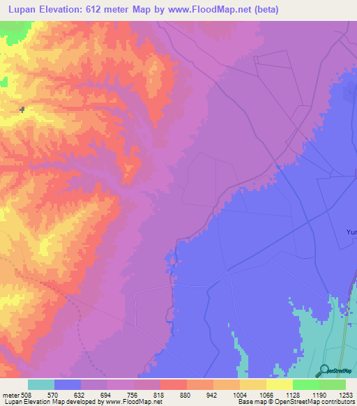 Lupan,Uzbekistan Elevation Map