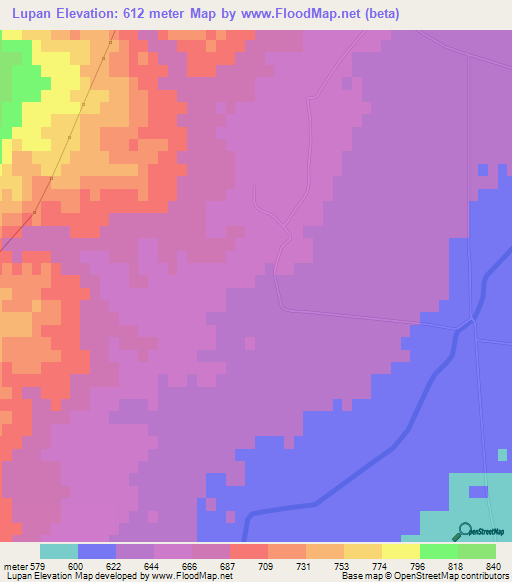 Lupan,Uzbekistan Elevation Map