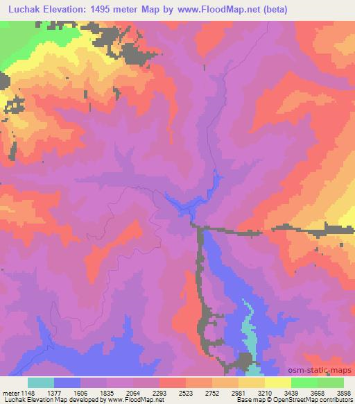 Luchak,Uzbekistan Elevation Map