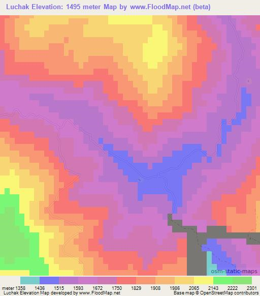 Luchak,Uzbekistan Elevation Map