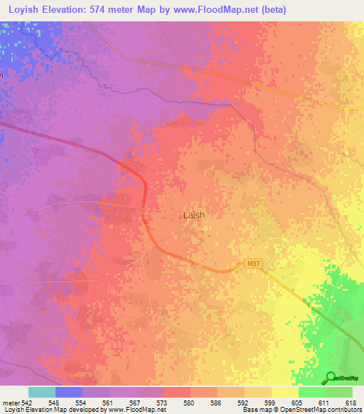 Loyish,Uzbekistan Elevation Map