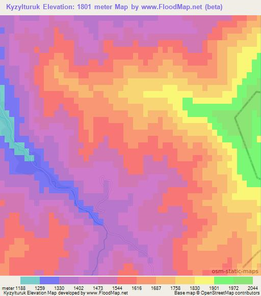 Kyzylturuk,Uzbekistan Elevation Map