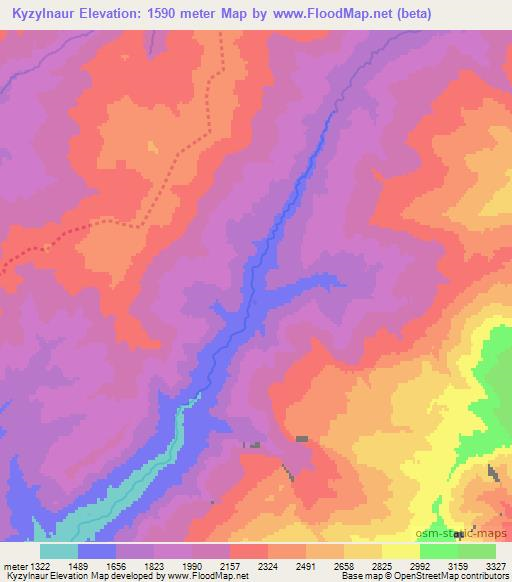 Kyzylnaur,Uzbekistan Elevation Map