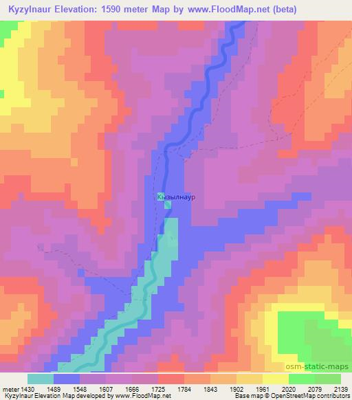 Kyzylnaur,Uzbekistan Elevation Map