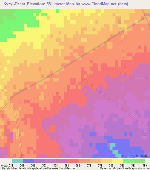 Kyzyl-Dzhar,Uzbekistan Elevation Map