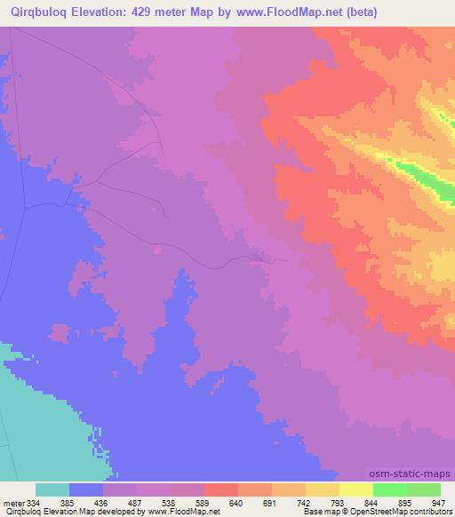 Qirqbuloq,Uzbekistan Elevation Map