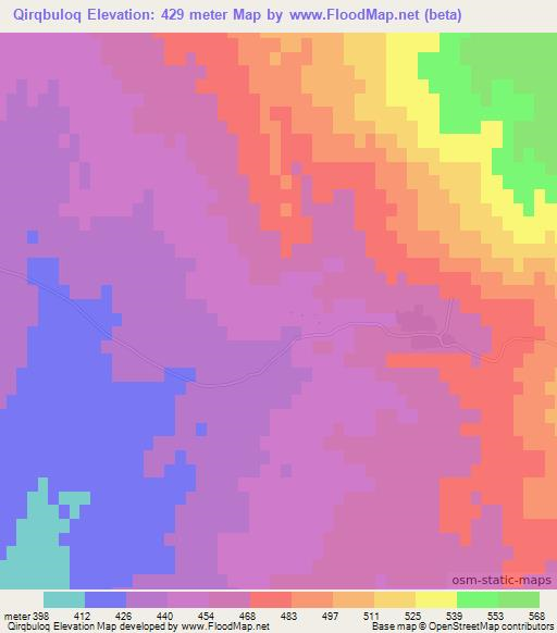 Qirqbuloq,Uzbekistan Elevation Map