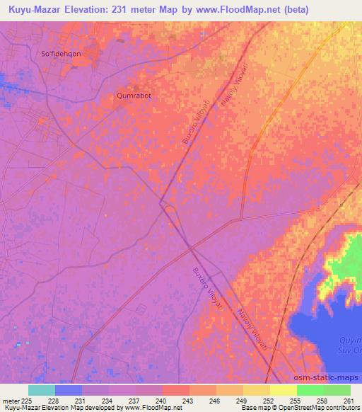 Kuyu-Mazar,Uzbekistan Elevation Map