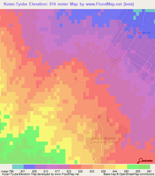 Kutan-Tyube,Uzbekistan Elevation Map