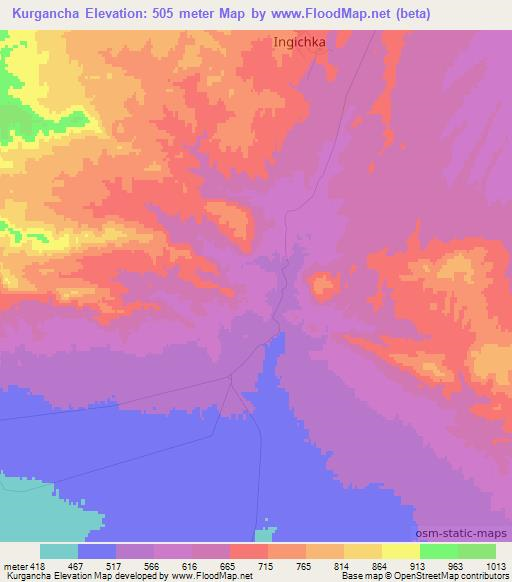 Kurgancha,Uzbekistan Elevation Map