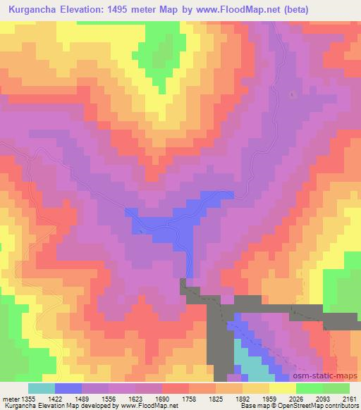 Kurgancha,Uzbekistan Elevation Map