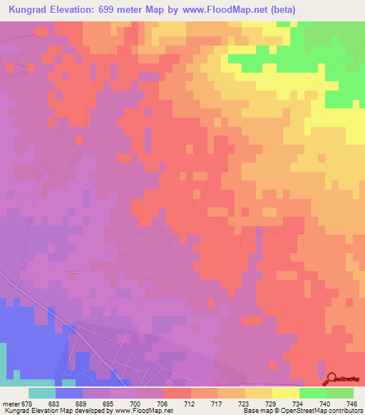 Kungrad,Uzbekistan Elevation Map