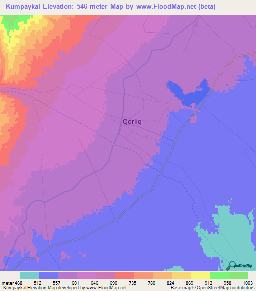 Kumpaykal,Uzbekistan Elevation Map