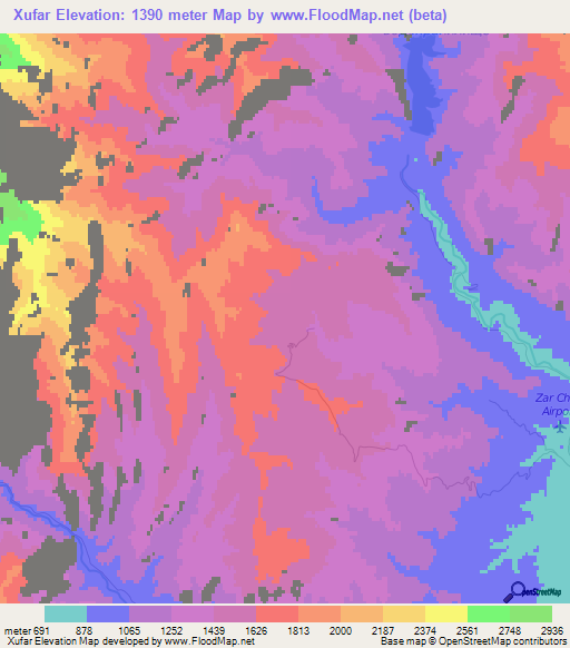 Xufar,Uzbekistan Elevation Map