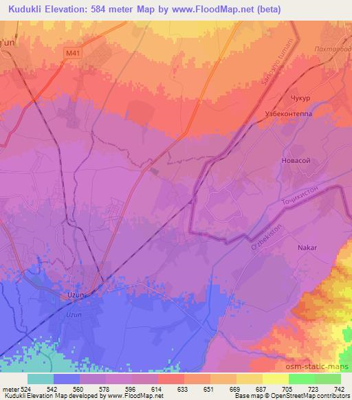 Kudukli,Uzbekistan Elevation Map