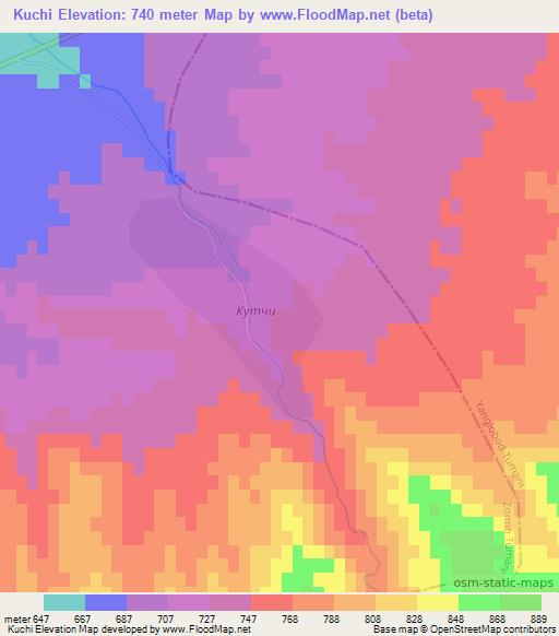 Kuchi,Uzbekistan Elevation Map