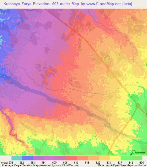 Krasnaya Zarya,Uzbekistan Elevation Map